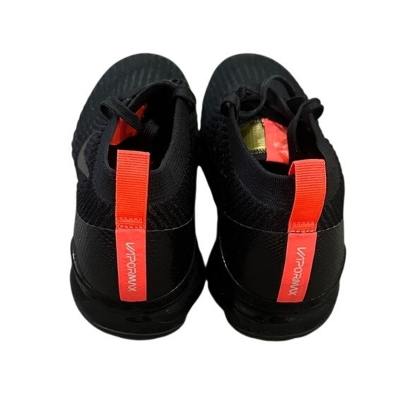 black Nike Air VaporMax Flyknit 3 sneakers with bright crimson/orange accents main image 4